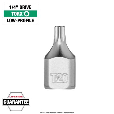 MLW45-34-1107 image(0) - Milwaukee Tool 1/4 Inch Drive T20 Low-Profile TORX Bit Socket