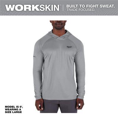 MLWM550G-2X image(0) - Milwaukee Tool WORKSKIN Hooded Sun Shirt- Gray -2X