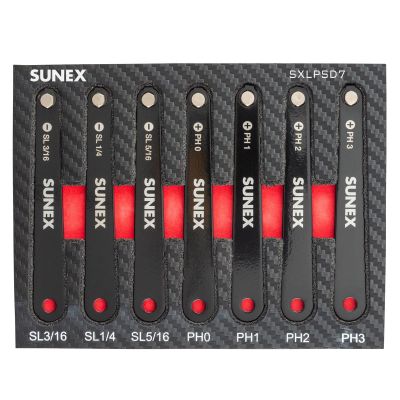 SUNSXLPSD7 image(0) - SUNEX Low Profile Diamond Coated Phillips&reg; & Slotted 7 Piece Screwdriver Set in EVA Foam