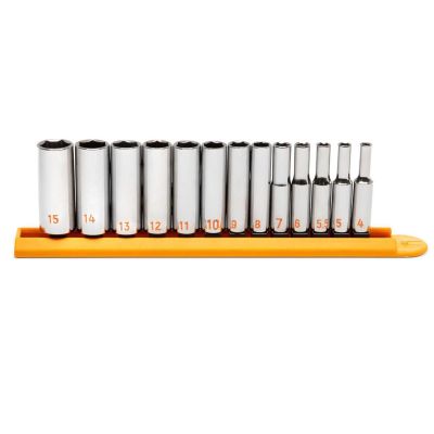 KDT80304H image(0) - GEARWRENCH 13 Piece 1/4" Drive 6 Point Metric Hi-Viz Deep Socket Set