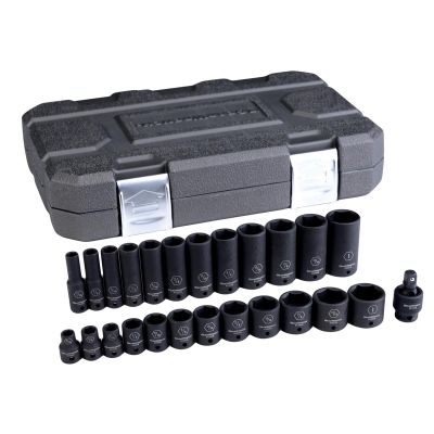 KDT84919N image(0) - GearWrench 25 Piece 3/8 Inch Drive 6 Point Standard & Deep Impact SAE Socket Set