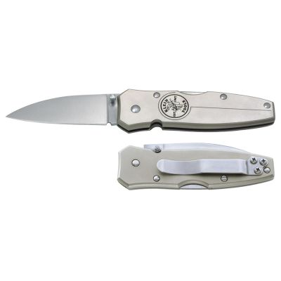 KLE44002 image(0) - Klein Tools Lightweight Lockback Knife, 2-3/8-Inch Drop Point Blade, Black Handle