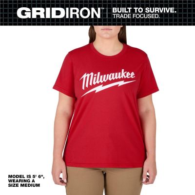 MLWF453R-S image(0) - Milwaukee Tool Women's GRIDIRON Logo Tee - Short Sleeve -  Red -  S
