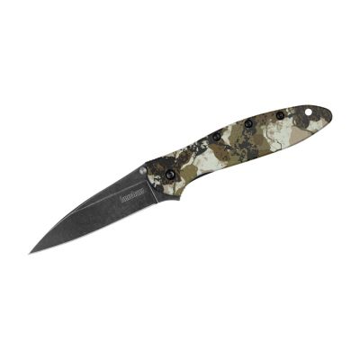 KER1660KC image(0) - Kershaw Leek Assisted Open Liner Lock Drop Point Blade EDC Folding Pocket Knife - Kings Camo - Box