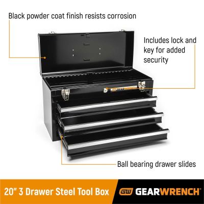 KDT83151 image(1) - GearWrench 20 Inch 3 Drawer Black Steel Tool Box