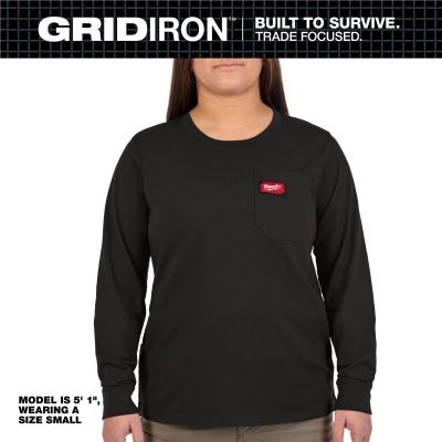 MLWF551B-2X image(0) - Milwaukee Tool Womens GRIDIRON Pocket T-Shirt - Long Sleeve Black 2X