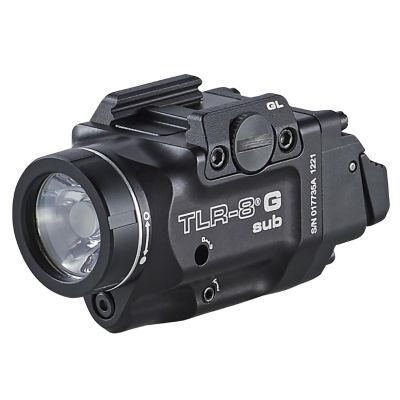STL69431 image(0) - Streamlight TLR-8 X G Sub (GLOCK 43X/48 MOS | 43X/48 Rail) - Includes High and Low Switches, (1) CR123A Lithium Battery, Multi-Tool, and Mounting Kit with Key - Box - Black