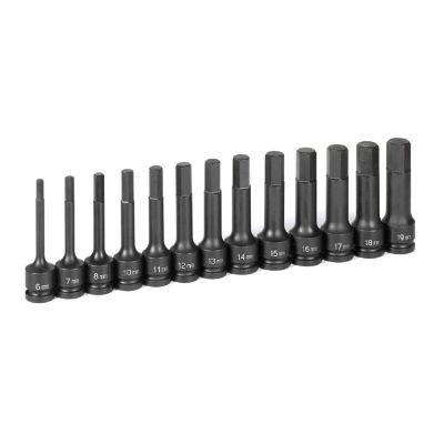 GRE1343MH image(1) - Grey Pneumatic 1/2" Drive 13 Pc. 4" Length  Metric Hex Driver Set