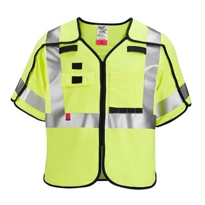 MLW48-73-5334 image(0) - Milwaukee Tool AR/FR Cat. 1 Class 3 Breakaway High Visibility Yellow Safety Vest- 4XL/5XL (ANSI/CSA)