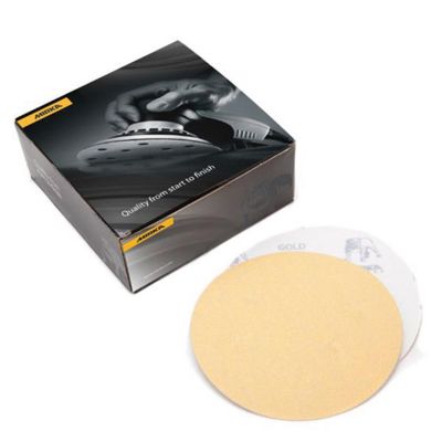MRK23622180 image(0) - Mirka Abrasives Bulldog Gold 23622180 23 Series Semi-Open Coated Grip-On Sanding Disc, 6 in, P180 Grit, Aluminum Oxide