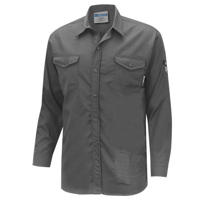 OBRZFI504-M image(0) - OBERON Button Up Shirt - FR/Arc-Rated 7.5 oz  88/12 - Grey - Size: M