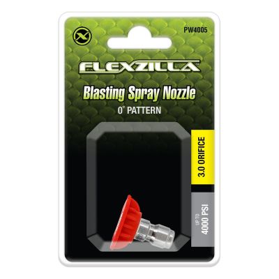 LEGPW4005 image(0) - Flexzilla Quick-Connect Blasting Spray Nozzle, 1/4", 0&deg;, Red, Stainless Steel/Plastic
