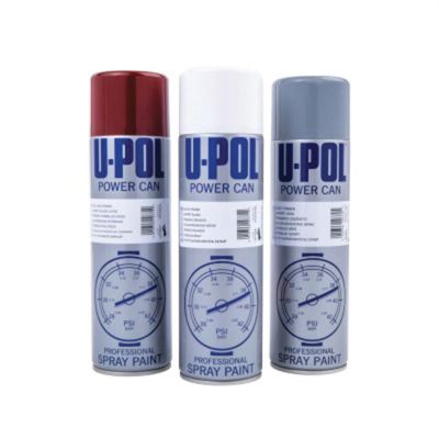 UPO0810 image(0) - U Pol Products Power Can UP0810 Professional Spray Paint, 500 mL Aerosol Can, Gloss White, 21.5 sq-ft/unit Coverage