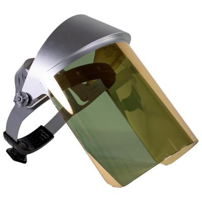 OBR125AFR image(0) - Oberon Face Shield with Ratcheting Headgear - Heat Reflective - Window: Clear Gold Anti-Fog