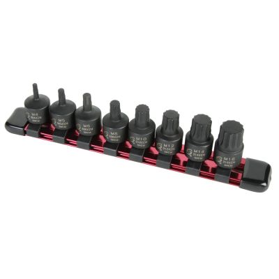 SUN3640 image(0) - SUNEX 8 Piece 3/8 Inch Dr. Stubby Triple Square Impact Bit Socket Set