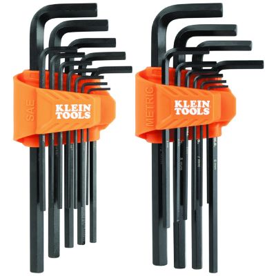 KLELS22 image(0) - Klein Tools L-Style Long Hex Key Set, SAE and Metric, 22-Piece