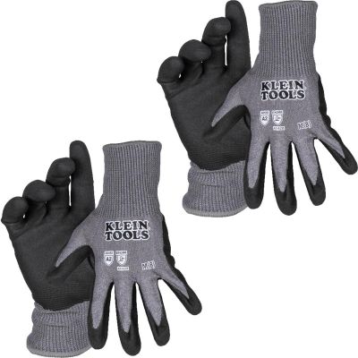 KLE60582 image(0) - Klein Tools Knit Dipped Gloves, Cut Level A1, Touchscreen, X-Large, 2-Pair