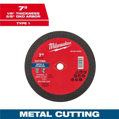 MLW49-94-0039 image(0) - Milwaukee Tool 7" x 1/8" x 5/8" DKO Metal Cut Off Wheel -Type 1