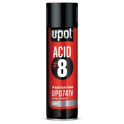 UPO0837 image(0) - U Pol Products ACID#8 UP0837 Acid Etch Primer, 450 mL Aerosol Can, Black, Liquid, 48.4 sq-ft Coverage
