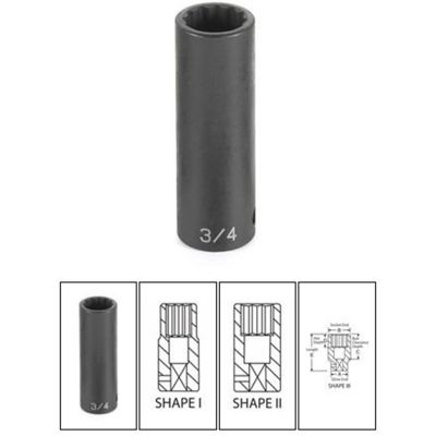 GRE2138MD image(0) - Grey Pneumatic 1/2" Drive x 38mm Deep - 12 Point Socket