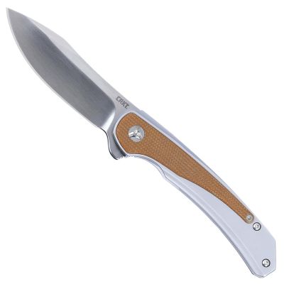 CRK6070 image(0) - CRKT (Columbia River Knife) Padawan 14C28N Brush Plain Blade Folding Knife with Frame Lock Stainless Steel w/Micarta Overlays Handle - Brown