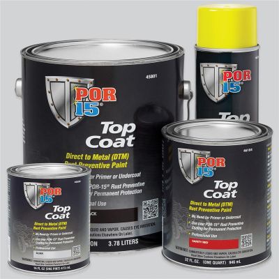 POI45718 image(0) - POR-15 INC 45718 Top Coat DTM Paint, 15 oz Aerosol Can, Clear, Liquid, 30 to 60 min Curing