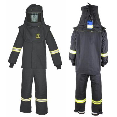 OBRTCG75B-T3XL image(0) - OBERON Suit Kit - Arc Flash - 75 Cal TCG - Comes with Hood, Coat and Bib Coveralls - Color: Black - Size: 3XL Tall