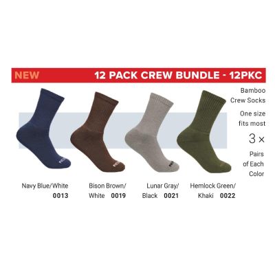 RDBRDB12PKC image(0) - Redback Boots USA 12 pair Variety Crew Sock Bundle