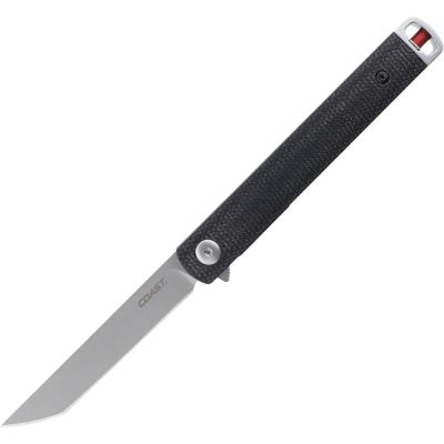 COS30856 image(0) - COAST Products LX500 1919 Founders Series Select Assisted Open Titanium Nitride Coated 9Cr18Mov Tanto Blade LInen Mircarta Handle with Frame Lock Folding Pocket Knife - Black