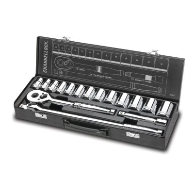 CHA32162 image(0) - Channellock 32162 16 Piece 1/2" Metric Drive Socket Set