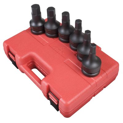 SUN5607 image(1) - SUNEX 6PC 1" DR METRIC IMPACT HEX DRIVER IMPACT SET