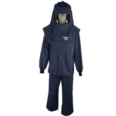 OBRLAN2STB-2XL image(0) - OBERON Suit Kit - Arc Flash - 12 Cal LAN - Comes with Hood with Hard Cap, Coat and Bib Overalls - Color: Navy Blue - Size: 2XL