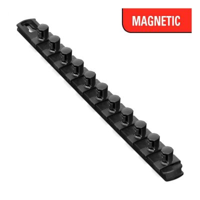 ERN8425M image(0) - Ernst Mfg. 13 Inch Magnetic Socket Organizer with 11 Twist Lock Clips - 1/2 Inch - Black