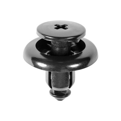 AVC19315 image(0) - AUVECO 19315 Push-Type Screw-Type with Open End Mud Guard Retainer, 20 mm Dia Head x 9 mm L Stem, Nylon, Black
