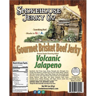 THS183694 image(0) - Tender Heifer Snack Co. Volcanic Jalapeno Gourmet Beef Brisket Jerky - 3 Ounce