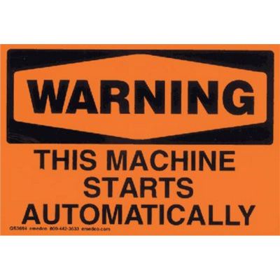 CSUW874P image(1) - Chaos Safety Supplies This Machine Starts Automatically, Warning, Orange