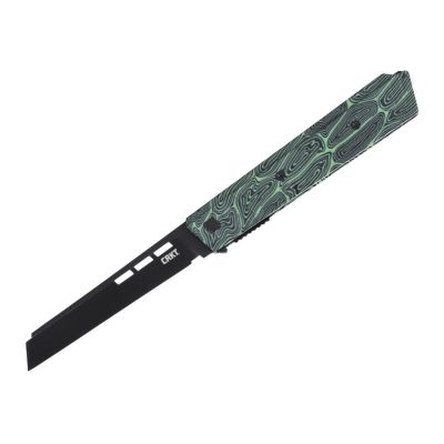 CRK3850G image(0) - CRKT (Columbia River Knife) Zephyr 14C28N Titanium Nitride Plain Blade Folding Knife with LIner Lock G10 Handle - White/Green