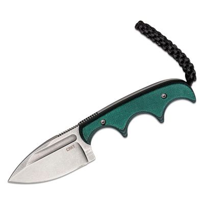 CRK2396 image(0) - CRKT (Columbia River Knife) Minimalist Spear Point 8Cr13MoV Stonewash Plain Blade Fixed Blade Knife with Sheath Micarta Handle - Green/Black