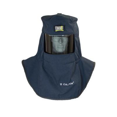 OBRLAN2ST-CHVSL image(0) - OBERON Hood with Hard Cap - Arc Flash - 12 Cal LAN2ST Series - With Fresh Air Arc Flash Hood Ventilation System & Light - Color: Navy Blue - Window: True Color Grey (TCG)