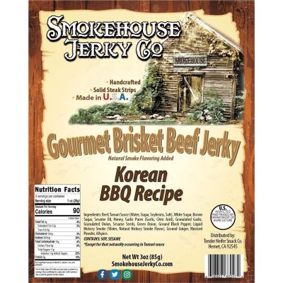 THS662474 image(0) - Tender Heifer Snack Co. Korean BBQ Gourmet Beef Brisket Jerky - 3 Ounce