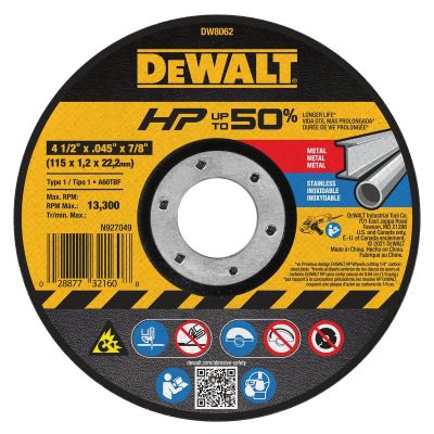 DWTDW8062 image(0) - DeWalt 4-1/2-in. (115mm) Aluminum Oxide Abrasive Chop / Cut-Off Blade with 7/8-in. Arbor