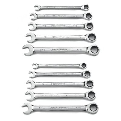 KDT9418 image(1) - GearWrench 10 Piece 72-Tooth 12 Point Ratcheting Combination SAE/Metric Wrench Set