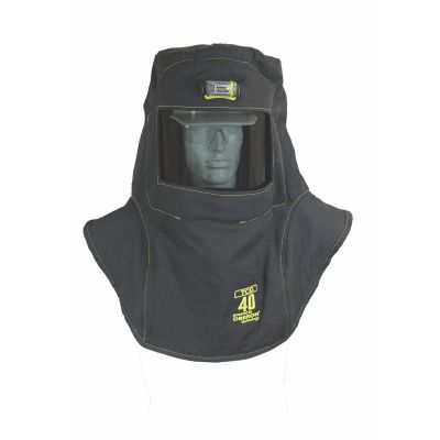 OBRTCG40-CHVSL image(0) - OBERON Hood with Hard Cap - Arc Flash - 40 Cal TCG - With Fresh Air Arc Flash Hood Ventilation System & Light - Color: Black - Window: True Color Grey (TCG)