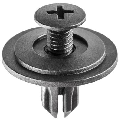 AVC14698 image(0) - AUVECO 14698 Push-Type Screw-Type with Open End Retainer, 18 mm Dia Head x 11 mm L Stem x 6 mm Hole, Nylon, Black