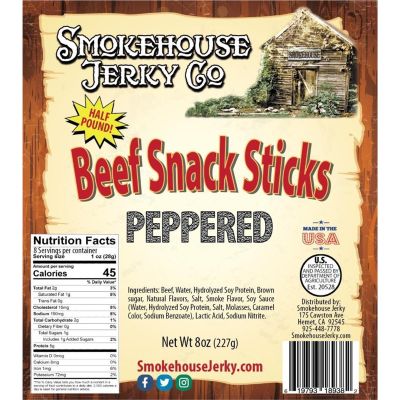 THS189382 image(0) - Tender Heifer Snack Co. Peppered Beef Sticks - 8 Ounce