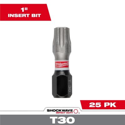 MLW48-32-4137 image(0) - Milwaukee Tool SHOCKWAVE Impact Duty 1 Inch T30 INSERT BITS 25Pk