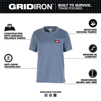 MLWF451U-XS image(1) - Milwaukee Tool Women's GRIDIRON Pocket T-Shirt - Short Sleeve -  Blue XS