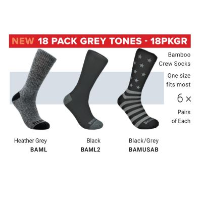 RDBRDB12PKGR image(0) - Redback Boots USA 18 pair Variety Grey Sock Bundle