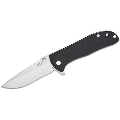 CRK6450D2 image(0) - CRKT (Columbia River Knife) Drifter D2 Stonewash Plain Blade Folding Knife with Liner Lock G10 Handle - Silver/Black