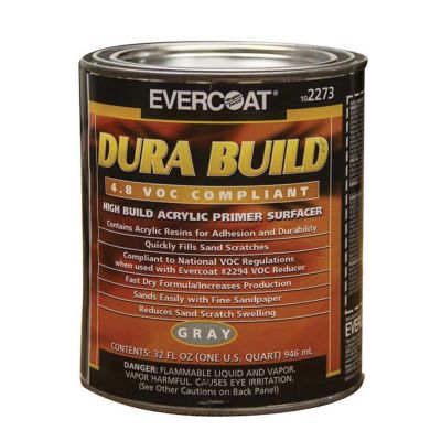 FIB2273 image(0) - Fibre glass Evercoat 102273 Fast Drying Dura Build Acrylic Primer, 1 qt Round Can, Gray, 1200 sq-ft/gal Coverage